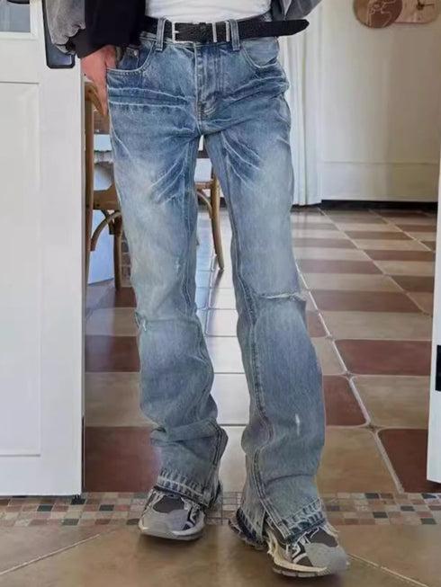 Men's Distressed Raw Hem Jeans - Odaingerous